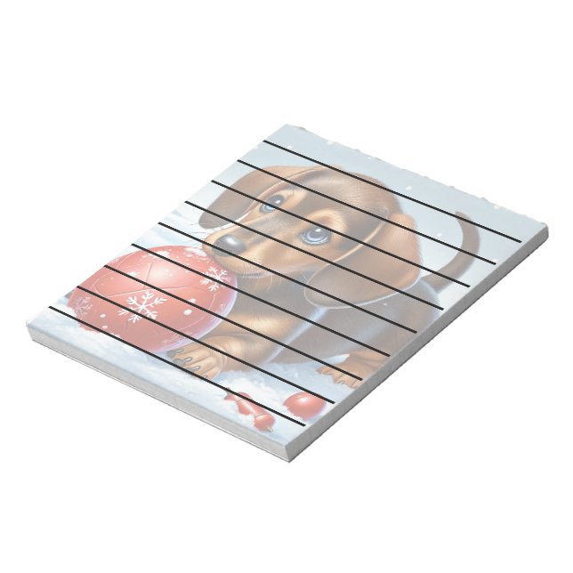 Bloc-note Adorable chiot Dachshund Jouer dans la neige (Tourné)