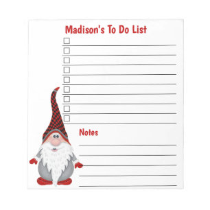 Bloc-note Adorable Gnome Kids Personnalisé À Faire Liste