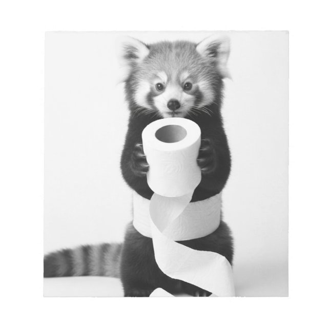 Bloc-note Adorable Panda Roux Tenant du Papier Toilette Mini (Devant)