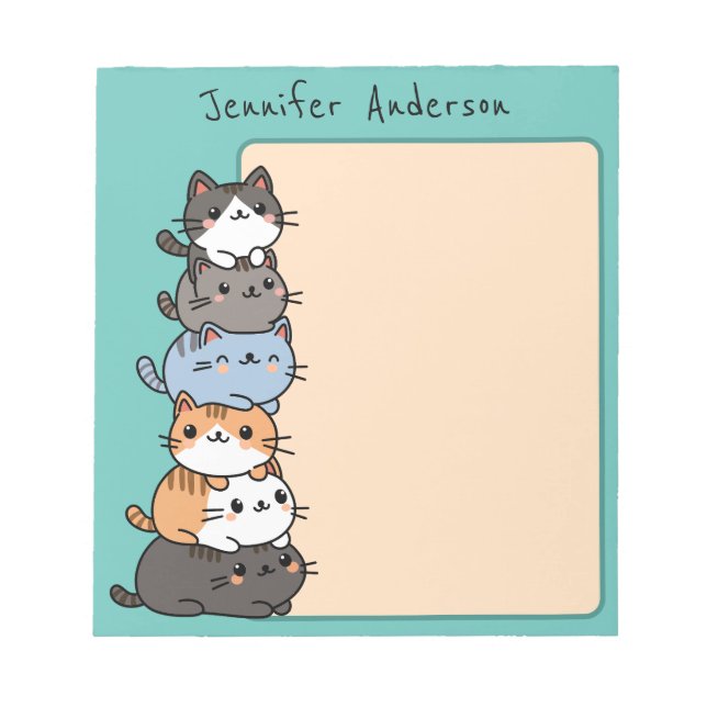 Bloc-note Adorable Pile De Chats Mignons Kawaii Personnalisa (Devant)
