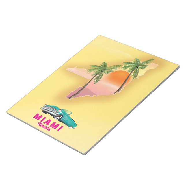 Bloc-note Affiche de carte illustrée de Miami Floride (Incliné)