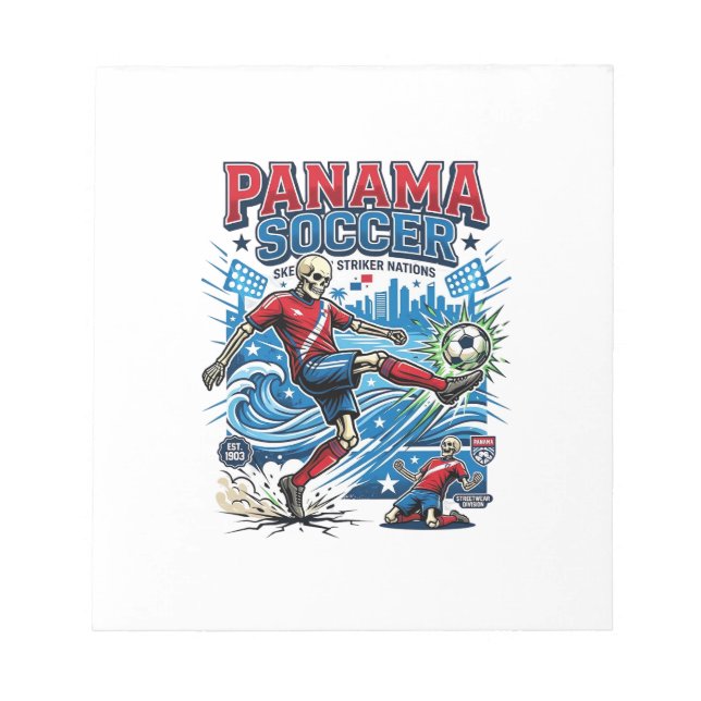 Bloc-note Affiche de style de squelette de football de Panam (Devant)