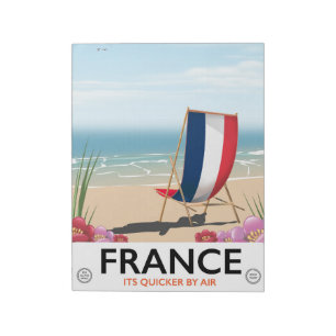 Bloc-note Affiche de voyage de la plage côtière de France.