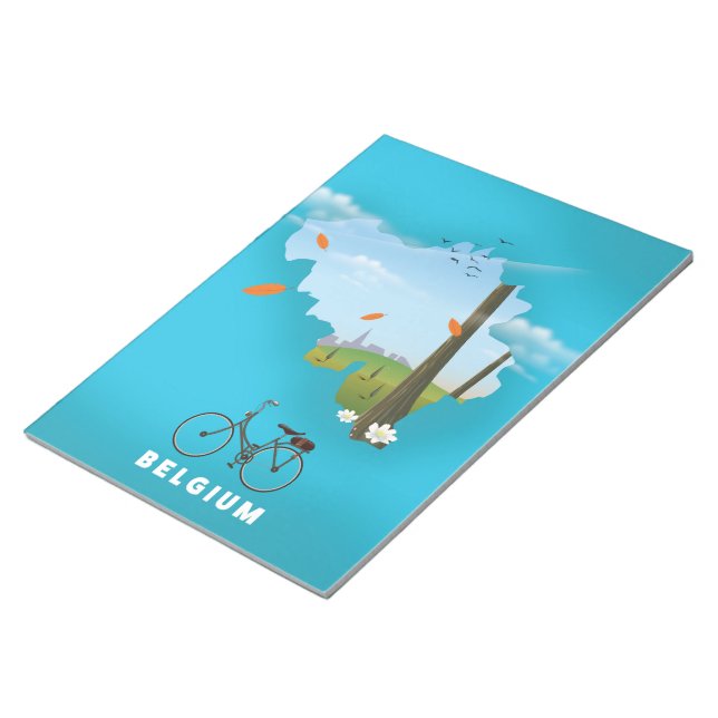 Bloc-note Affiche de voyage imprimée carte de la Belgique. (Incliné)