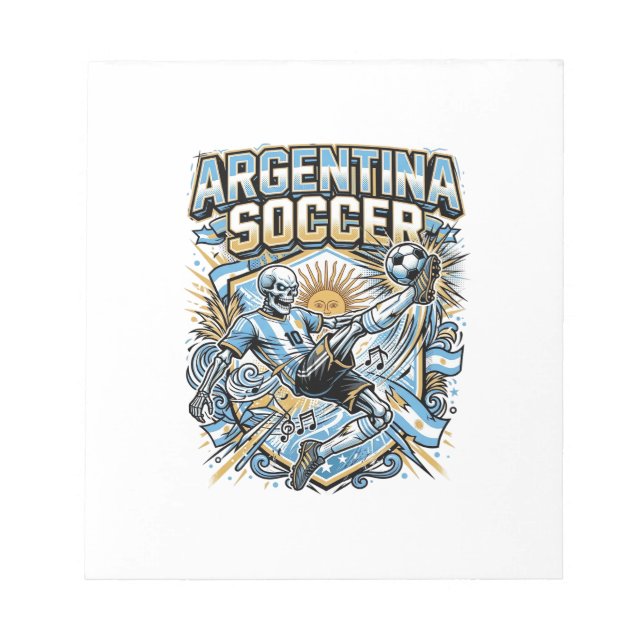 Bloc-note Affiche des Nations de football squelette d'Argent (Devant)