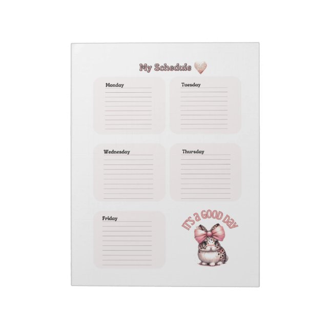 Bloc-note Agenda quotidien Blush Rose pour planifier mes tâc (Tourné)