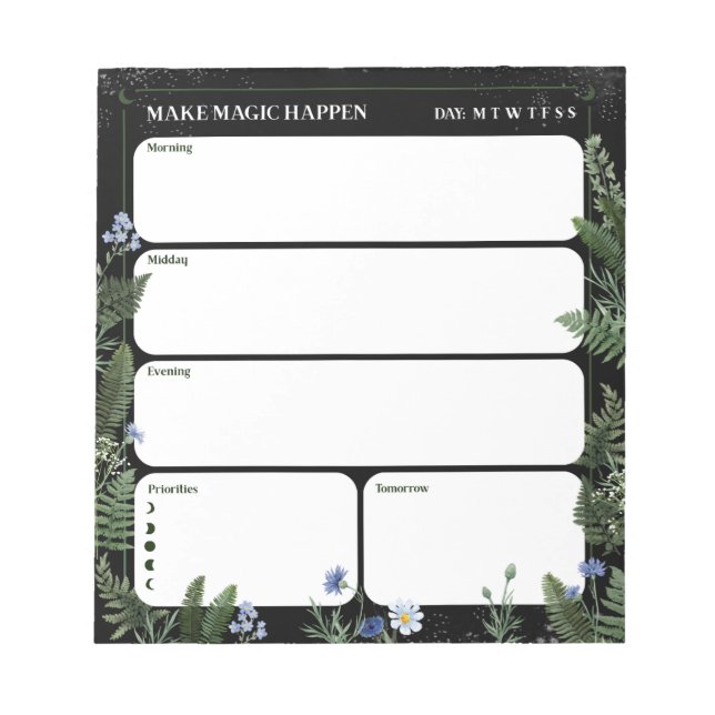 Bloc-note Agenda quotidien floral fantaisiste (Devant)
