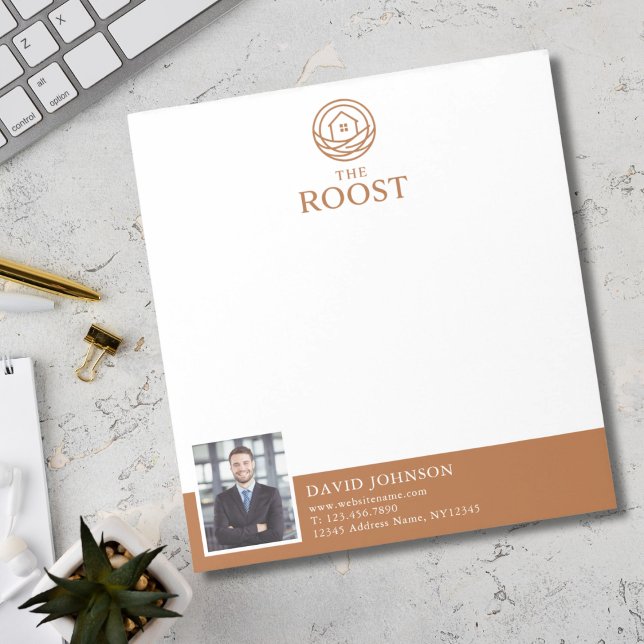 Bloc-note Agent Immobilier Logo Photo Professionnel Moderne (Real Estate Agent Modern Professional Photo Logo Notepad)