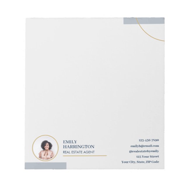 Bloc-note Agent immobilier Navy Fine Lines (Devant)