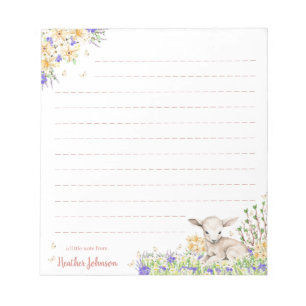 Bloc-note Agneau floral de Pâques à l'aquarelle