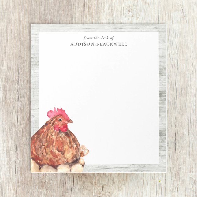 Bloc-note Agritourisme Rustique Poulet d'Aquarelle Personnal (Créateur téléchargé)
