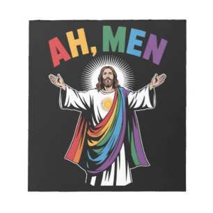 Bloc-note Ah Men Funny Jesus LGBTQ Gay pride Arc-en-ciel