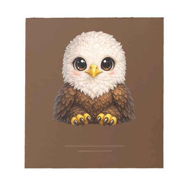 Bloc-note Aigle chauve mignon aux grands yeux Nature douille (Devant)