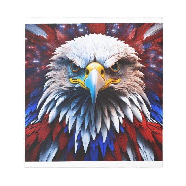 Bloc-note Aigles fractales patriotiques Tee (Devant)