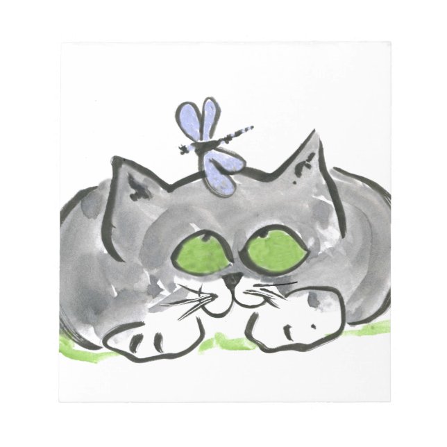 Bloc-note Aiguille bleue et chaton gris (Devant)