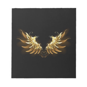 Bloc-note Ailes d'Ange d'or sur arrière - plan noir