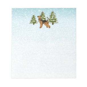 Bloc-note Airedale Terrier Chien Snowy Winter Forest Festive