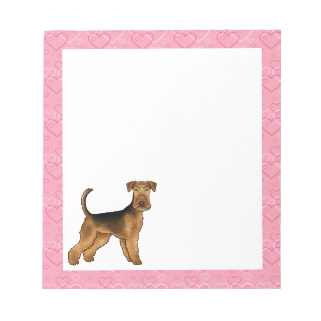Bloc-note Airedale Terrier Joli Chien Caricature Avec Coeur  (Devant)