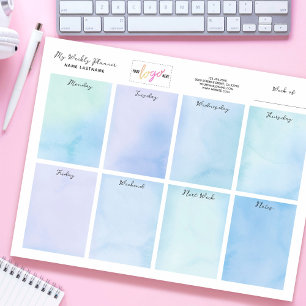 Bloc-note Ajouter le nom du logo Aquarelle bleue Planificate