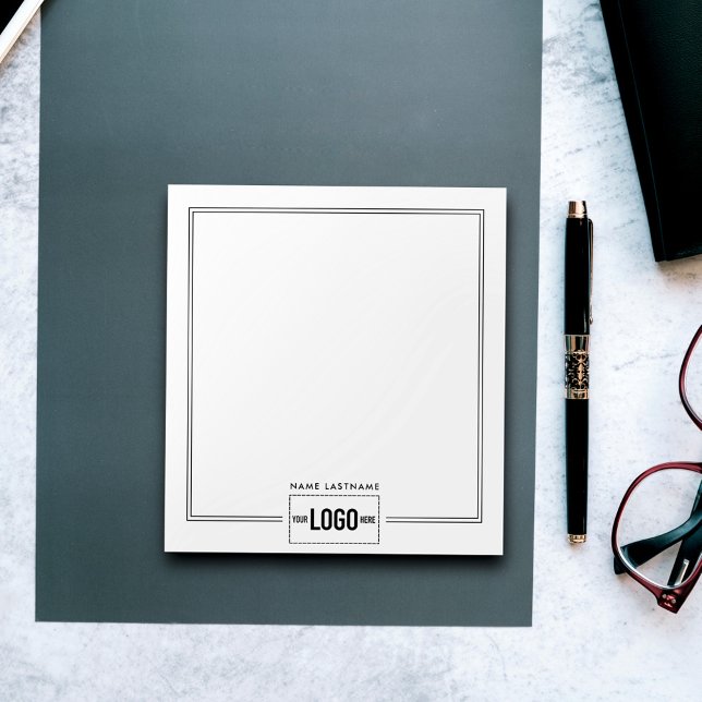 Bloc-note Ajouter Logo Élégant Style Lignes Nom Personnalisé (Créateur téléchargé)