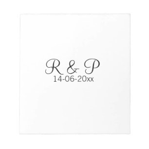 Bloc-note Ajouter monogramme du nom du couple ajouter date a