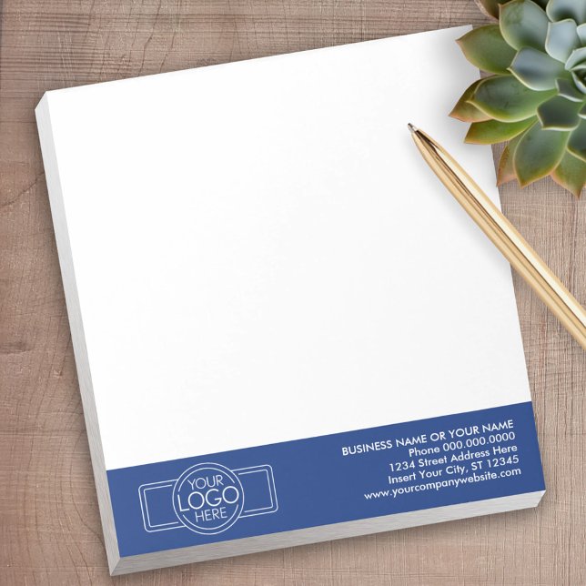 Bloc-note Ajouter votre logo et contact professionnel - Bleu (Personalized Notepad with Your Logo - add contact info for a great promotional product)