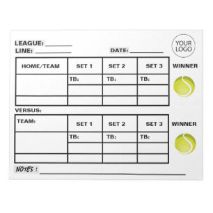 Bloc-note Ajouter Votre Logo Tennis Score Pad Tennis Score F