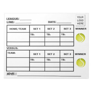 Bloc-note Ajouter Votre Logo Tennis Score Pad Tennis Score F
