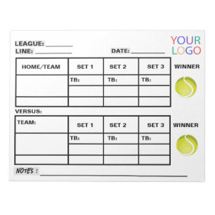 Bloc-note Ajouter Votre Logo Tennis Score Pad Tennis Score F