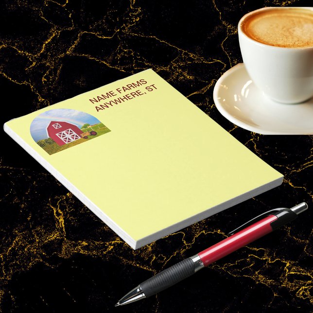 Bloc-note Ajouter votre nom à la Barne rouge avec le ciel bl (Add Your Name to Red Barn with Blue Sky Notepad)