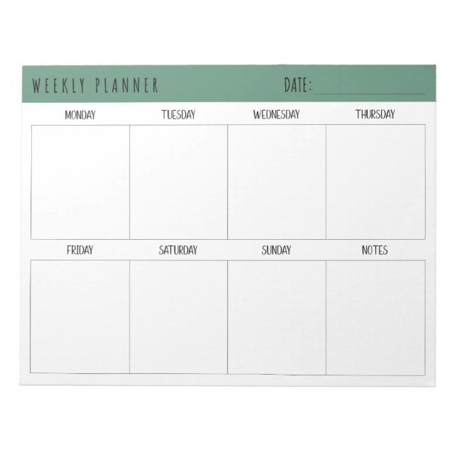 Bloc-note Alexandrite Teal Simple Modern Weekly Planner (Devant)