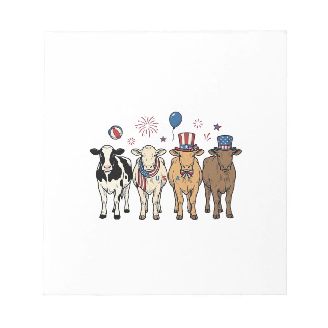 Bloc-note Alignement de vaches patriotiques dessin de t-shir (Devant)