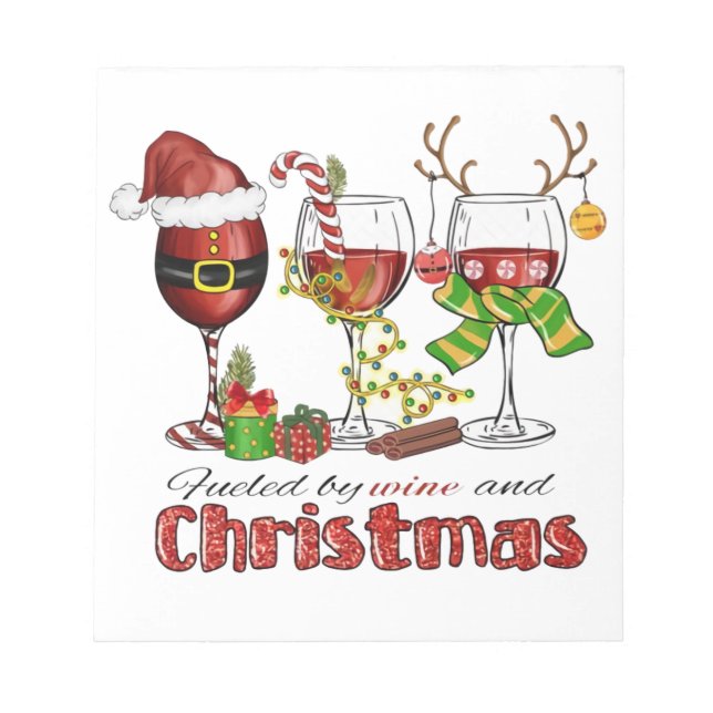 Bloc-note Alimenté par le vin et Noël (Devant)