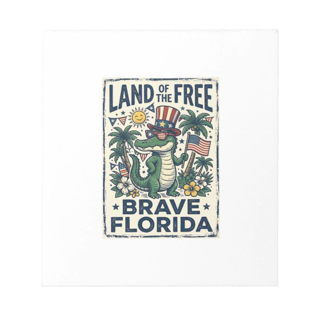 Bloc-note Alligator de Floride Patriotique 4 juillet (Devant)