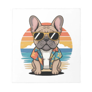 Bloc-note Aloha Pup Cool Bulldog français ambiance de plage
