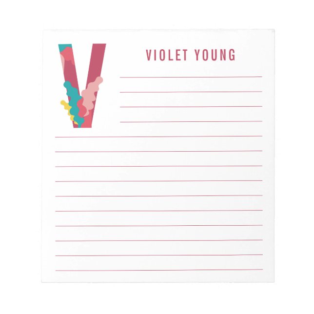 Bloc-note Alphabet floral Abstrait (Devant)