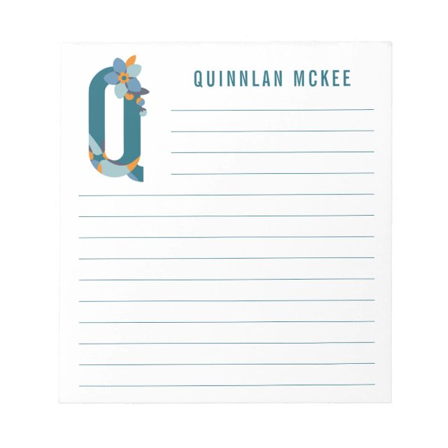 Bloc-note Alphabet floral Abstrait (Devant)