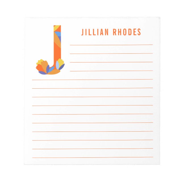 Bloc-note Alphabet floral Abstrait lié (Devant)