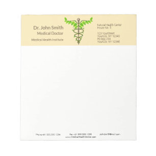 Bloc-note Alternative Médicale Caduceus Vert Feuilles Beige