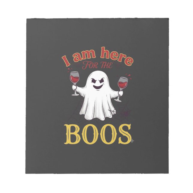 Bloc-note Am Here Boos Halloween Ghost Verres à Vin Araignée (Devant)