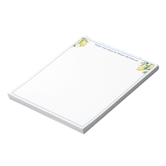 Bloc-note Amalfi Lemons Powder Blue Personalized Notepad (Tourné)