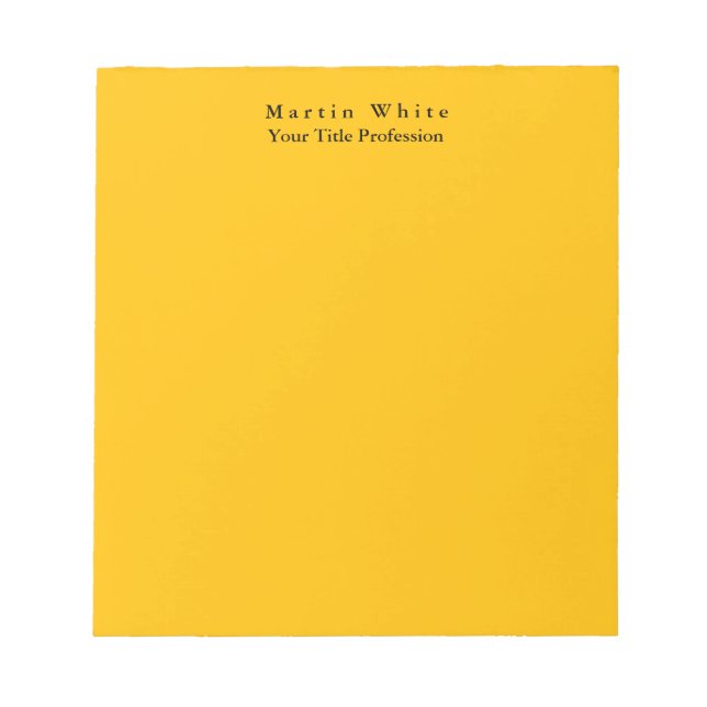 Bloc-note Ambre Jaune Plaine Élégant Professionnel Moderne (Devant)
