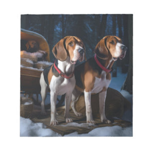 Bloc-note American English Foxhound Snowy Sleigh Noël