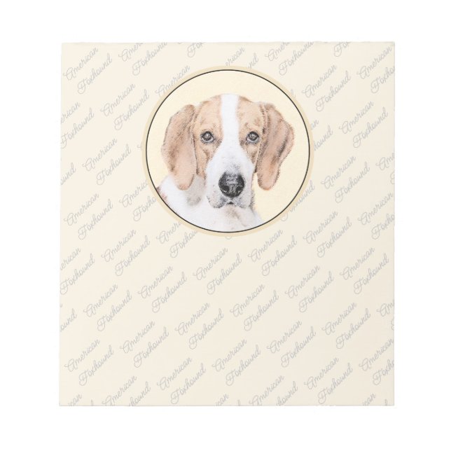 Bloc-note American Foxhound Painting - Joli art original chi (Devant)