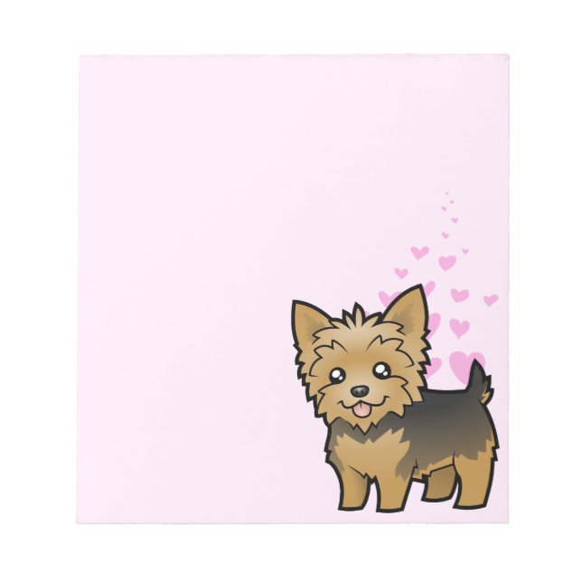 Bloc-note Amour de Yorkshire Terrier (poils courts sans noeu (Devant)