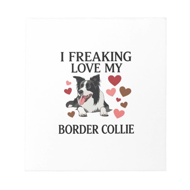 Bloc-note Amour fou pour Border Collie Chien coeurs_1 (Devant)