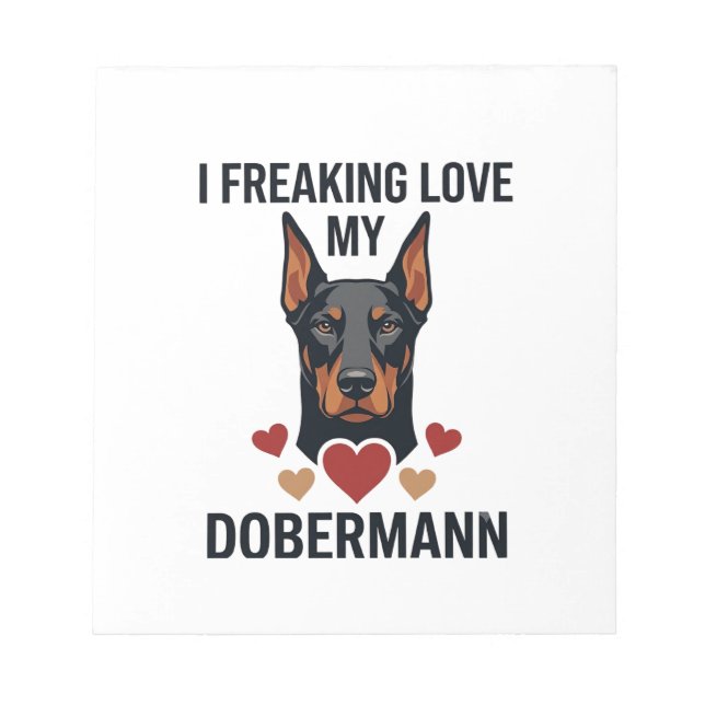 Bloc-note Amour fou pour le chien Dobermann Cœurs rouges_1 (Devant)