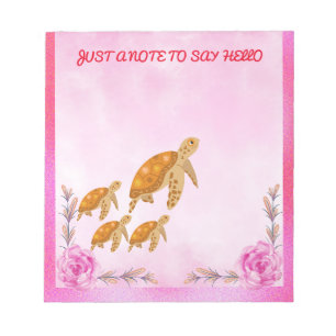 Bloc-note Amour Maternel Tortue Rose Accent Personnalisé