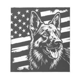 Bloc-note Amoureux du Berger Allemand Drapeau Américain USA