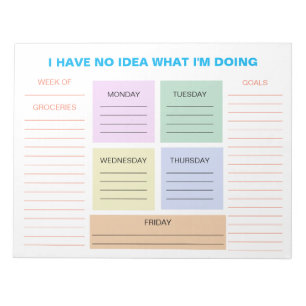 Bloc-note Amusant Organisateur Organisationnel Coloré Hebdom